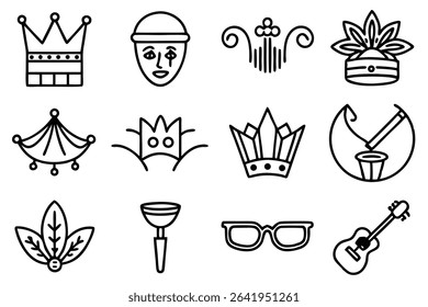 Collection of decorative and symbolic icon designs in modern minimalist style for various applications