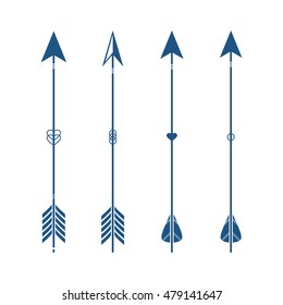 Collection of decorative tribal arrows. Hipster arrows. Indian style. 
Arrow clip art. Vector illustration with ethnic elements isolated on white background.