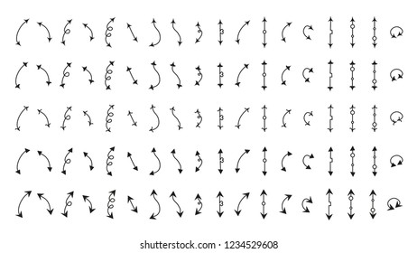 Collection of decorative vector arrows. Black and white.