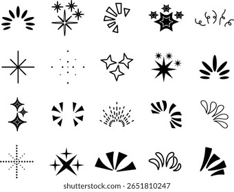 Colección de iconos de vectores decorativos y Elementos brillantes en estilo minimalista