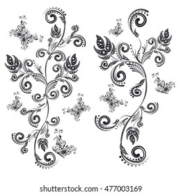Vector Illustration Floral Design Elements Stock Vector (Royalty Free ...