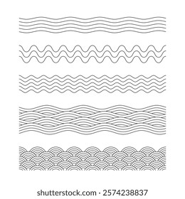 A collection of decorative wave patterns with editable stroke