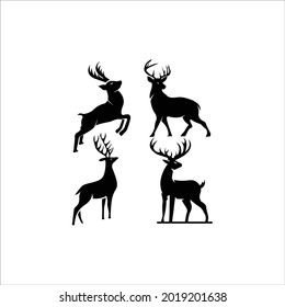 collection of deer silhouette vector logo