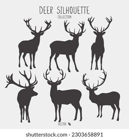 A collection of deer silhouettes on a white background