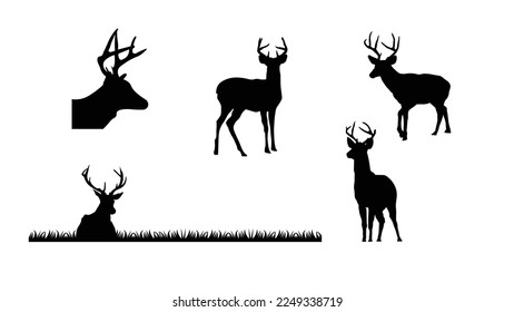 collection of deers silhouette vector illustration