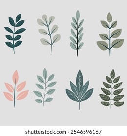 A collection of delicate botanical illustrations in soft pastel colors, ideal for serene and sophisticated design themes.