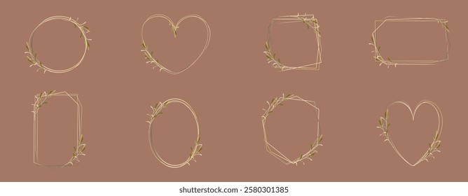 Collection of delicate floral frames. Elegant branches. Shades of trendy warm earthy brown. Premium template for covers, invitations, greetings, promotions, discounts, etc.