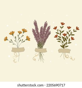 a collection of delicate flowers glued with a piece of plaster
