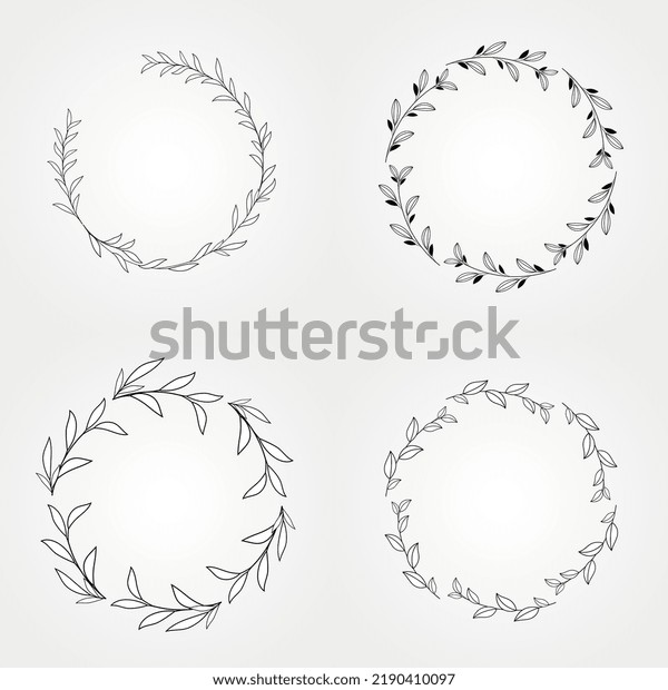 Collection Delicate Line Drawing Vector Floral Stock Vector (Royalty ...