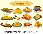 Collection of delicious Continental food in vector