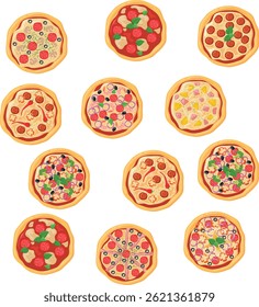Collection of Delicious Pizzas with Various Toppings