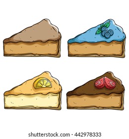 Collection of delicious slice cake with various of topping