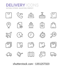 Collection of delivery line icons. 48x48 Pixel Perfect. Editable stroke