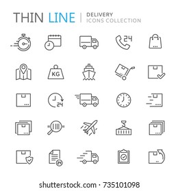 Collection of delivery thin line icons