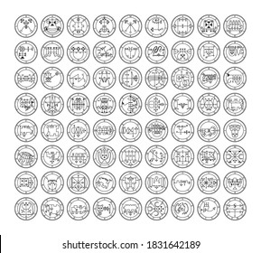 Collection of demon symbols and their sigils. Occult sings set