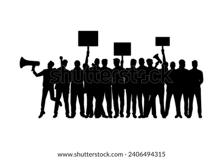 Collection of demonstration illustrations of silhouettes of many people demonstrating