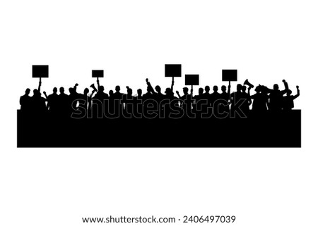 Collection of demonstration illustrations of silhouettes of many people demonstrating