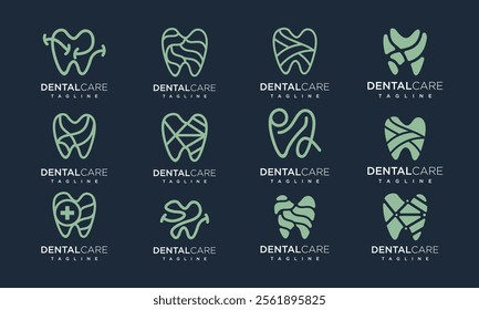 collection of dental clinic logo designs vector illustration. Dental care logo design vector icon.
