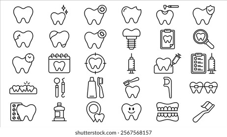 Collection of Dental icon line vector designs in trendy style editable stroke