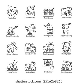 Collection of Dental Line Icons

