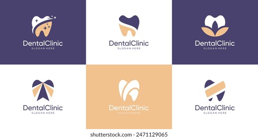 Colección de Vector de logotipo dental. Plantilla de diseño de logotipo de odontología de forma Abstractas.