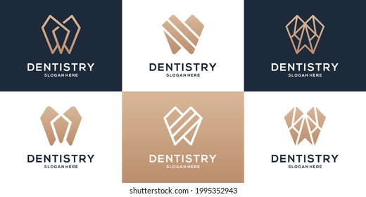 Collection of dental logo template. Creative icon with geometric shape logo set.