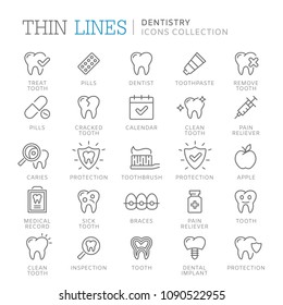 Collection of dentistry thin line icons. Vector eps 8