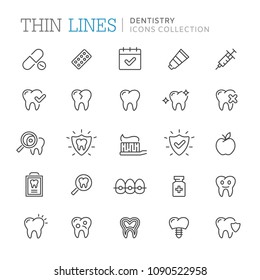 Collection Of Dentistry Thin Line Icons. Vector Eps 8