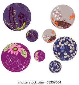 Collection of design 3d  element - floral vector illustration