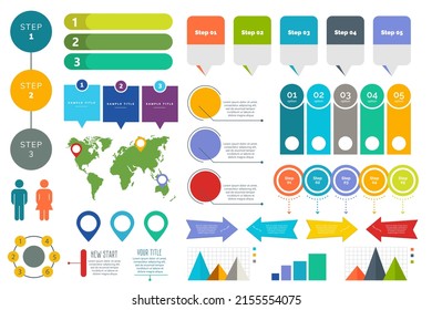 Diseño de colecciones plantillas de presentación coloridas.Conjunto de vectores de diseño de infografías e iconos de negocios. vector