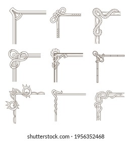 Collection of design corners for old frame. Retro design element for invitations, banners or labels
