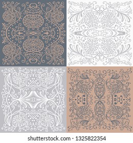 Collection design element for wedding cards, invitations,greeting, leaflet and  labels. Template for embroidery and elements of interior design. Can be used as a seamless pattern. Vector abstraction