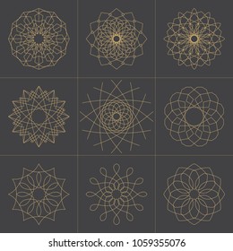 Collection of design elements geometric shapes with line art style