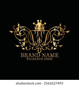 Collection of design elements, labels, icon, frames, for packaging ,design of luxury products. Made with golden foil. Isolated on black background. luxury m latter logo design with monogram m latter l