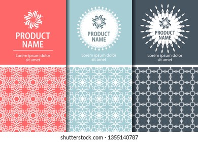 Collection of design elements, labels, icons, frames, for packaging design. Vector
