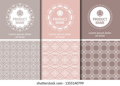 Collection of design elements, labels, icons, frames, for packaging design. Vector