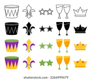 Collection of design elements for Mardi gras