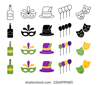 Collection of design elements for Mardi gras