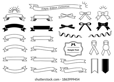 Collection of design elements with a ribbon motif  (monochrome)