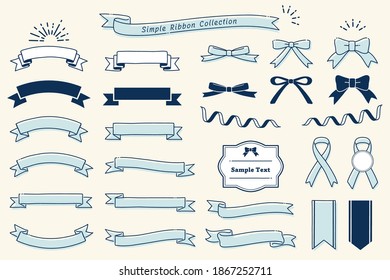 Collection of design elements with a ribbon motif