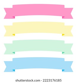 Collection of design elements with a ribbon motif. Pastel color. Soft colors ribbons.  Eps10 Vector