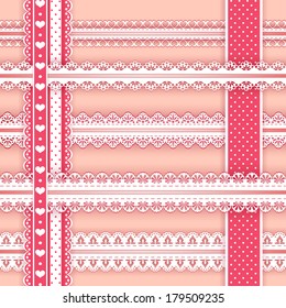 Collection design elements for scrapbook. Borders. Vector illustration.