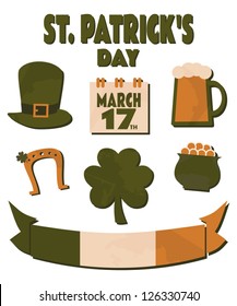 A collection of design elements for St. Patrick's Day.