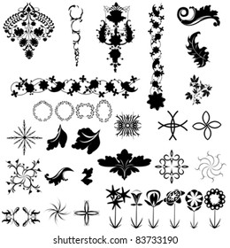 Collection of design elements, vintage graphic. isolated objects over white background