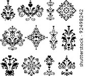 Collection of design elements vintage set isolated on White background. Happy valentine day decor. Vector illustration