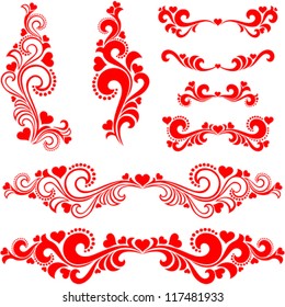 Collection of design elements vintage set isolated on White background. Happy valentine day decor. Vector illustration