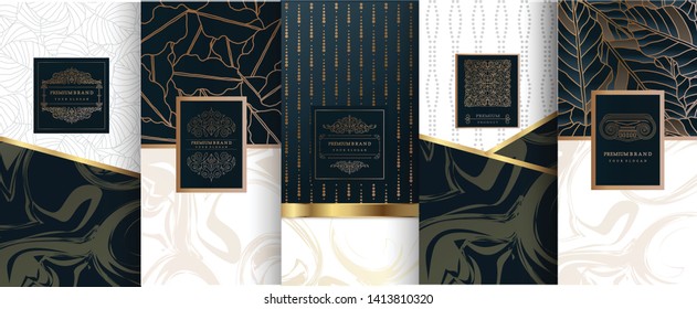 Collection of design elements,labels,icon,frames, for logo,packaging,design of luxury products.for perfume,soap,wine, lotion.Made with Isolated on marble background.vector illustration