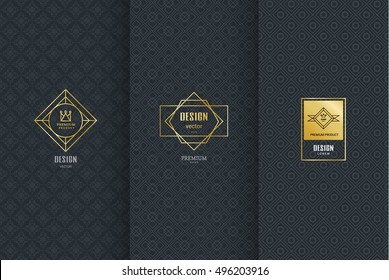 Collection of design elements,labels,icon,frames, for packaging,design of luxury products.Made with golden foil.Isolated on black background. vector illustration