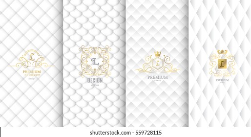 Collection of design elements,labels,icon,frames, for packaging,design of luxury products.Made with golden foil.Isolated on white background. vector illustration