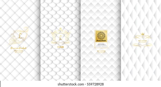 Collection of design elements,labels,icon,frames, for packaging,design of luxury products.Made with golden foil.Isolated on white background. vector illustration